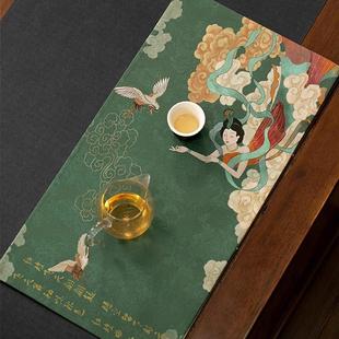 茶桌布茶垫茶道配件 彩绘棱织茶席国风禅意桌旗防水布艺干泡席中式