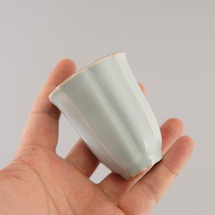 手工青瓷汝瓷冰裂主人杯花瓣闻香杯 汝窑天青玛瑙入釉茶道复古中式