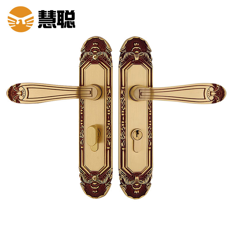 慧聪HC6106欧式纯铜室内门锁全铜家用静音房间欧式家通用门把手