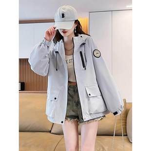 情侣装 工装 韩版 2025新款 宽松设计感连帽冲锋衣潮 风衣外套女春秋季