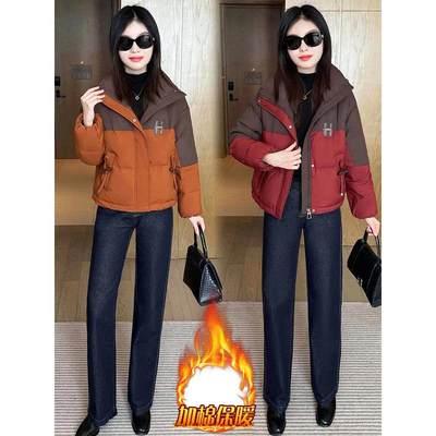 时尚加棉保暖羽绒棉服女装2025冬季新款韩版小个子洋气百搭短外套