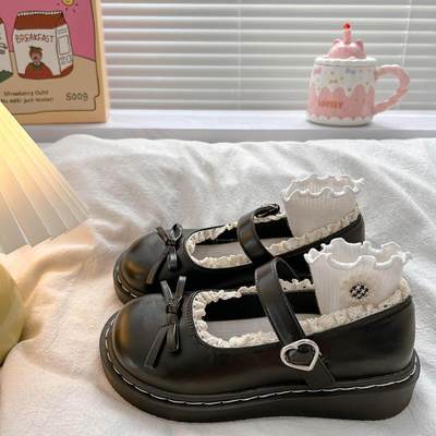 蝴蝶结日系Lolita小皮鞋女2025秋季新款英伦风圆头平底玛丽珍单鞋