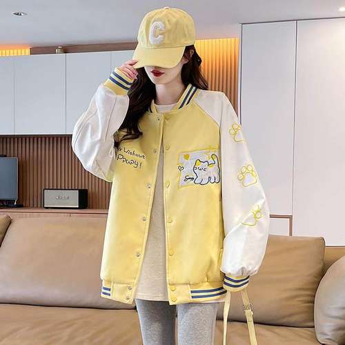 初秋外套女2025新款春秋学生韩系学院风撞色刺绣棒球服夹克上衣潮