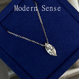 摩登圣饰S925纯银水滴马眼梨形单钻项链女高级感简约项链生日礼物