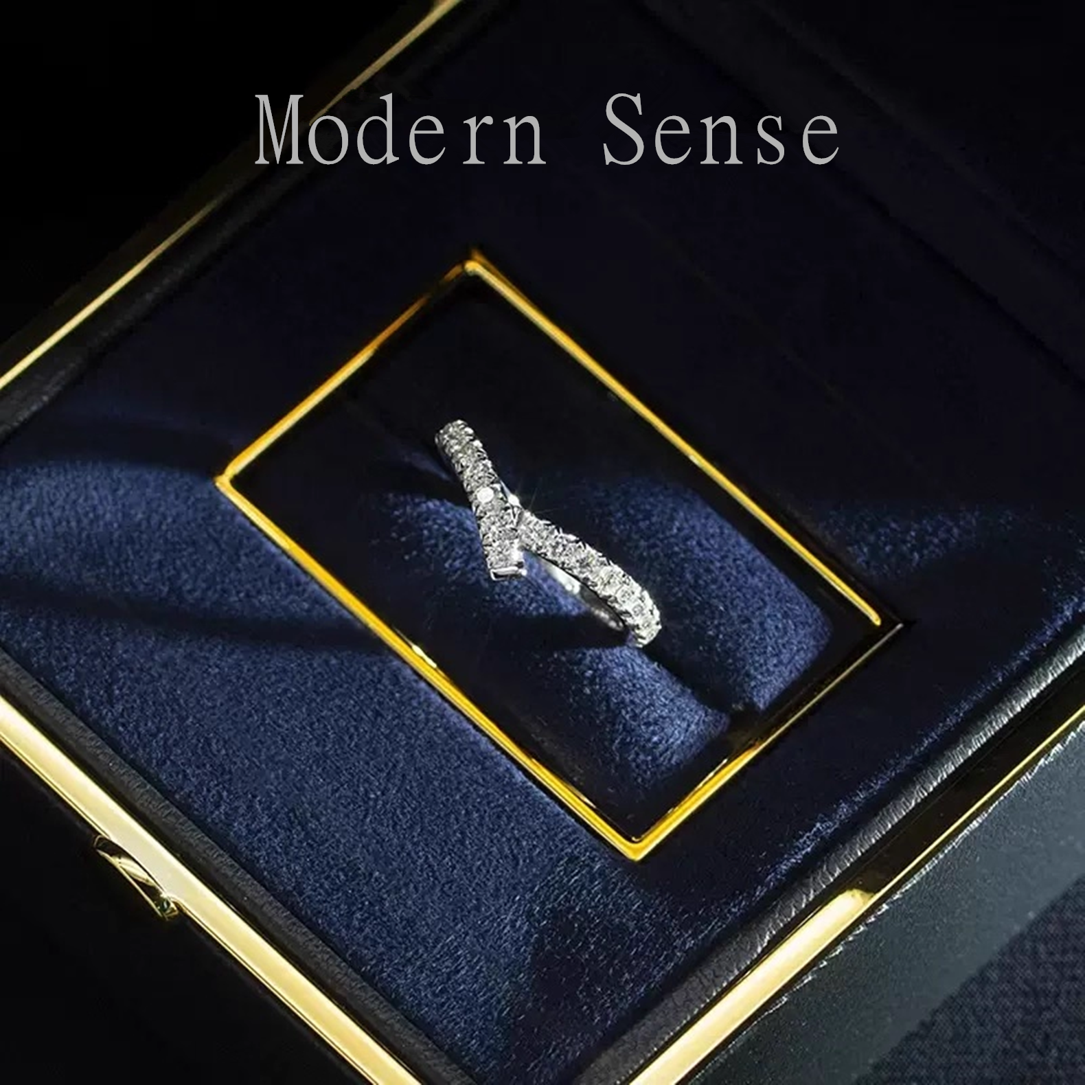 摩登圣饰高级感V字型戒指镶钻