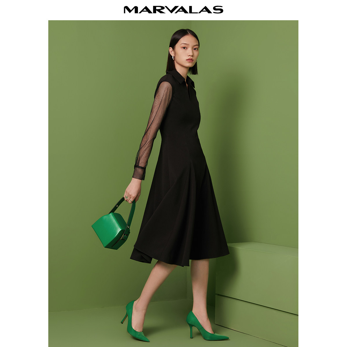 【粉丝专属】曼德诗连衣裙2025春季新品翻领