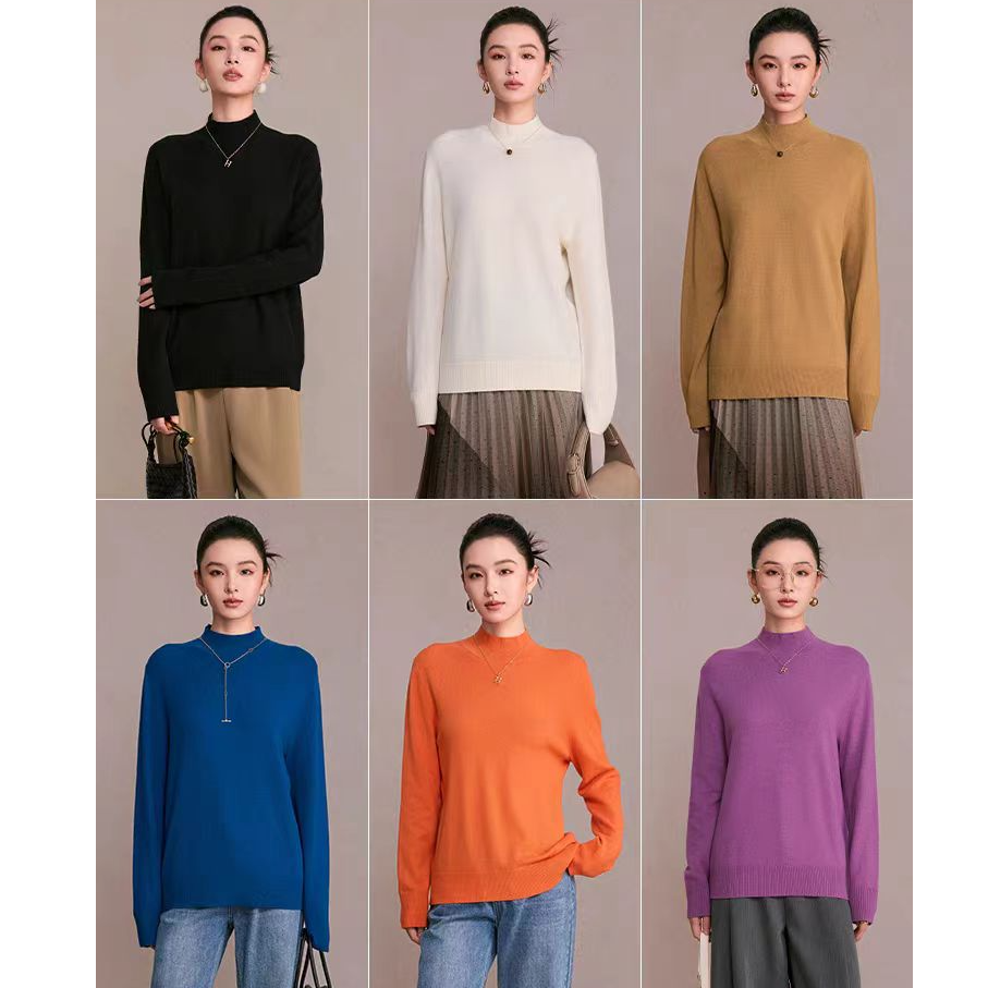 【廖廖专属】曼德诗时尚长袖气质设计感绵羊毛针织衫M730217