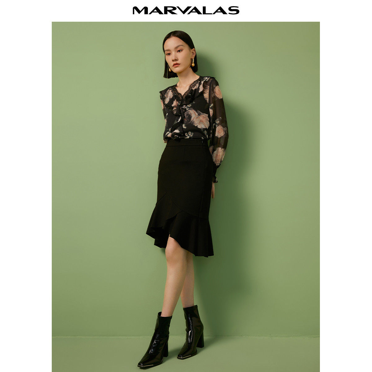 【粉丝专属】鱼尾裙半身裙中长款A字包臀一步裙M230153