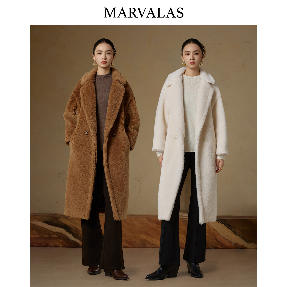 【粉丝专属】曼德诗羊羔毛呢大衣2025冬季新款绵羊毛加厚气质