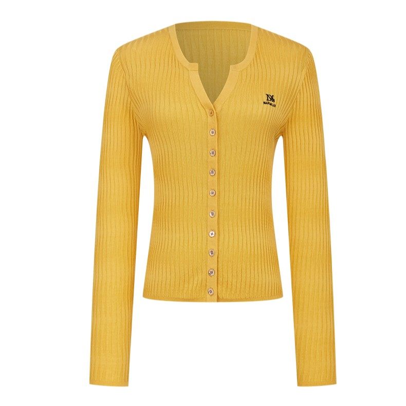 【粉丝专属】【商场同款】曼德诗纯色毛织开衫莱赛尔天丝针织上衣