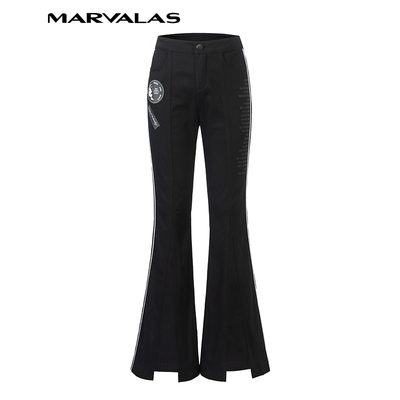 【粉丝专属】黑色高腰微喇牛仔裤女显瘦喇叭裤弹力紧身裤9525