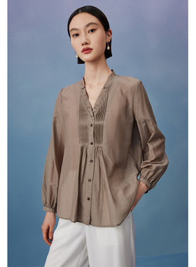 【呼呼严选粉丝专享】曼德诗衬衫女夏季法式设计感蚕丝混纺薄款宽