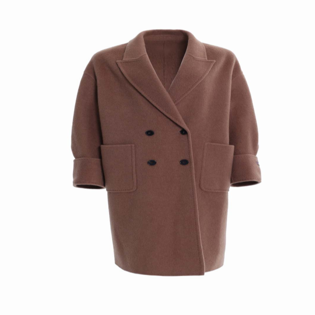 【粉丝专属】曼德诗时尚呢子女韩版厚款宽松双面大衣毛呢外套