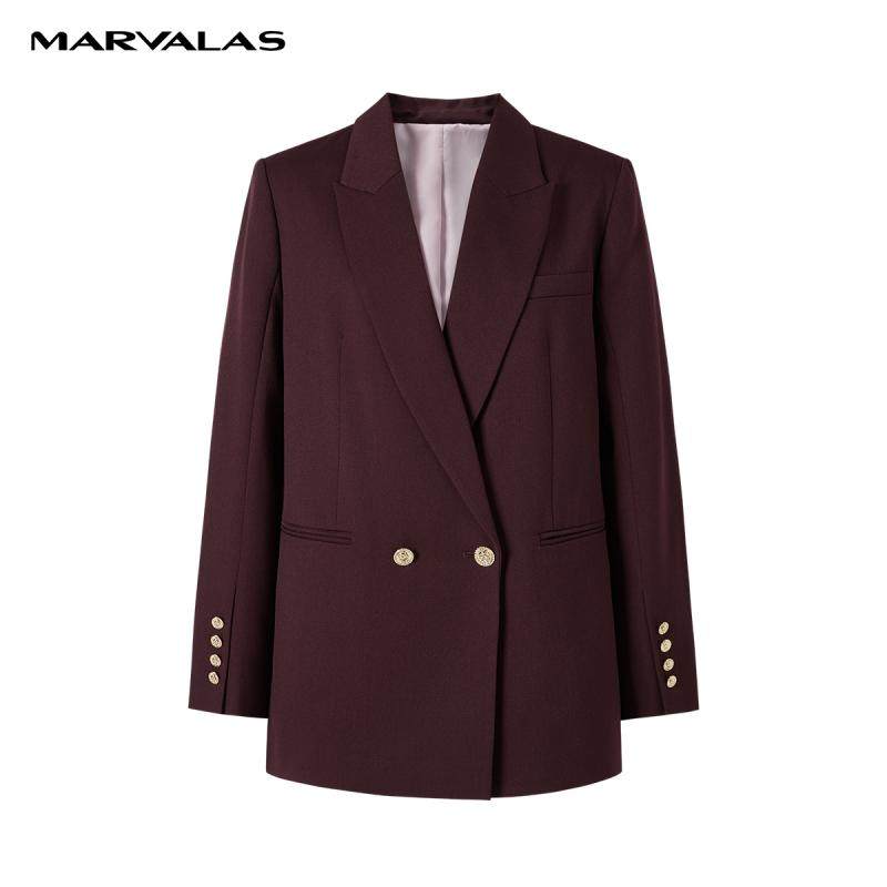 【廖廖粉丝专属】曼德诗纯色西装秋冬新款绵羊毛混纺气质西服