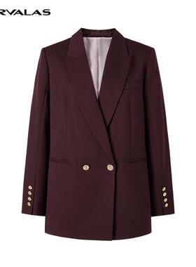 【廖廖粉丝专属】曼德诗纯色西装新款绵羊毛混纺气质西服