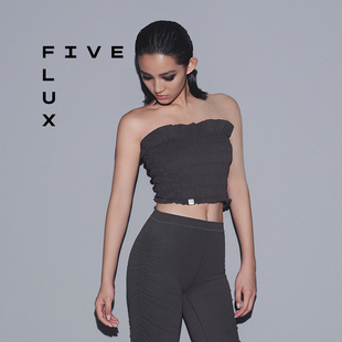 FIVE FLUX URBAN系列夏季设计荷叶边显瘦收腰设计刀锋打揽抹胸