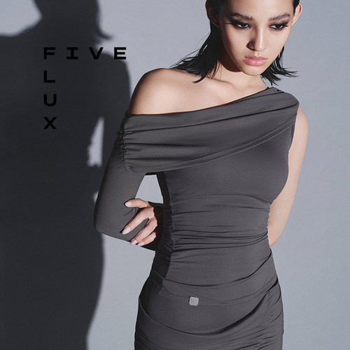 FIVE FLUX URBAN系列露肩性感辣妹修身长袖断臂维纳斯不规则上衣