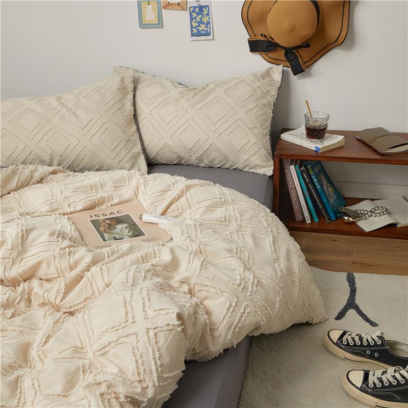 春夏新款加厚韩式剪花四件套4磨毛水洗棉床单被套床笠床上三件套