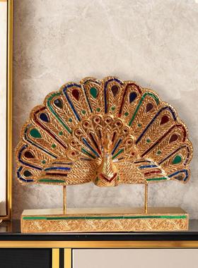 东南亚风格摆件孔雀开屏创意家居装饰品泰国客厅茶室玄关创意摆件