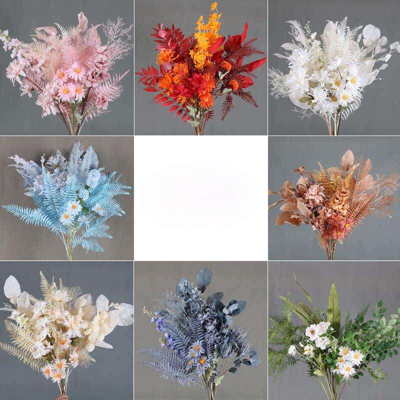 模拟花束大红色香槟色白色绿色婚礼婚礼道路引花材料背景装饰插花