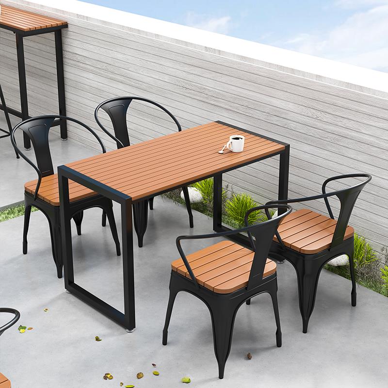 户外庭院休闲 餐桌椅组合室外露天公园阳台花园酒店奶茶店塑木餐