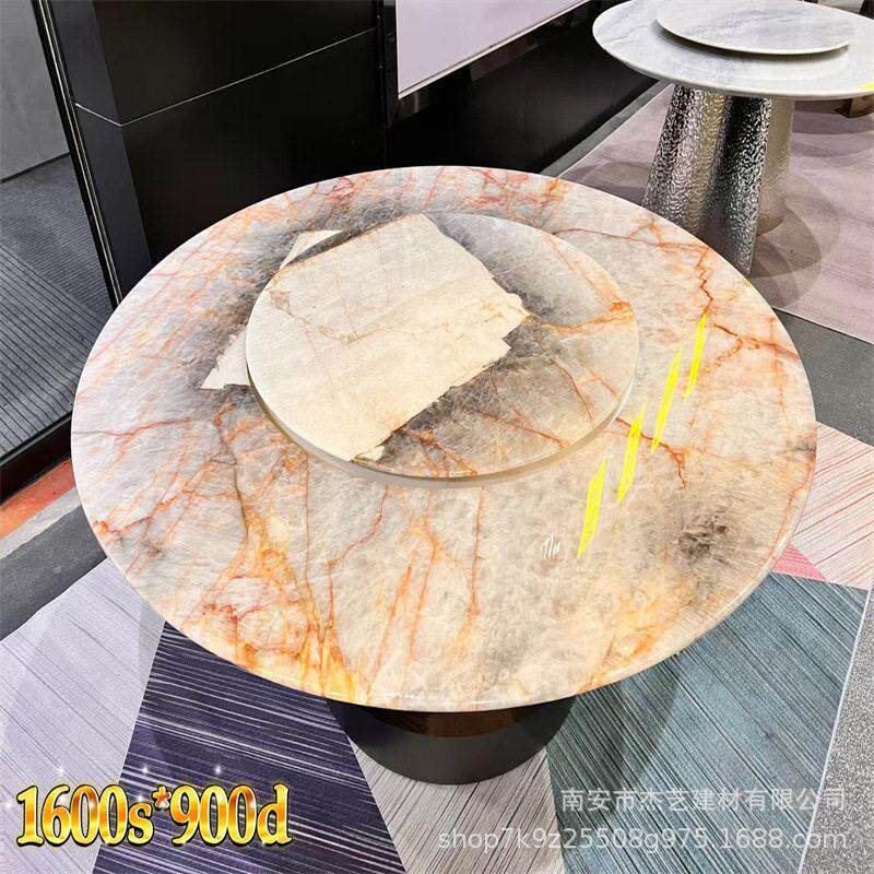 现巴西意大利天然奢石 客厅圆形餐桌茶几现货样品加工定制