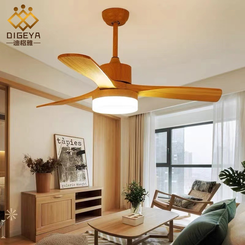 风扇灯吊扇灯餐厅客厅卧室现代简约北欧风格灯具实木原木日式吊灯