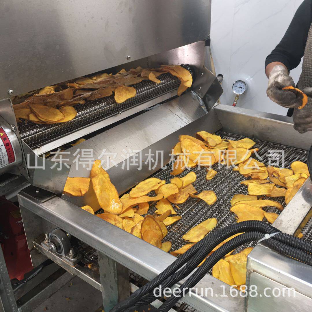 燃气加热 多功能 红薯片油炸锅 小型薯片油炸生产线 连续式生产