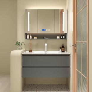 浴室柜 65/75/85/95/105公分洗脸洗手台盆柜陶瓷一体盆原木色新品