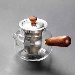 加厚侧把壶玻璃煮茶器耐高温办公室耐热单壶小号带过滤网泡茶壶