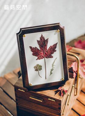 蘑菇空间植物标本夹押花器压花板植物标本制作干燥板覆古实木相框