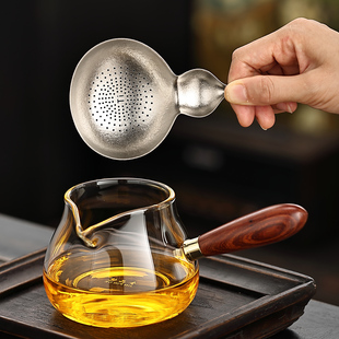 纯钛茶叶过滤网功夫手工茶器茶具茶配 爱赏钛茶漏茶滤葫芦瓢日式