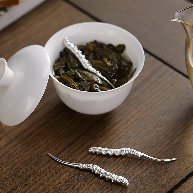 爱赏足银999虫草茶宠摆件食品级银器老茶普洱茶黑茶白茶泡茶煮水