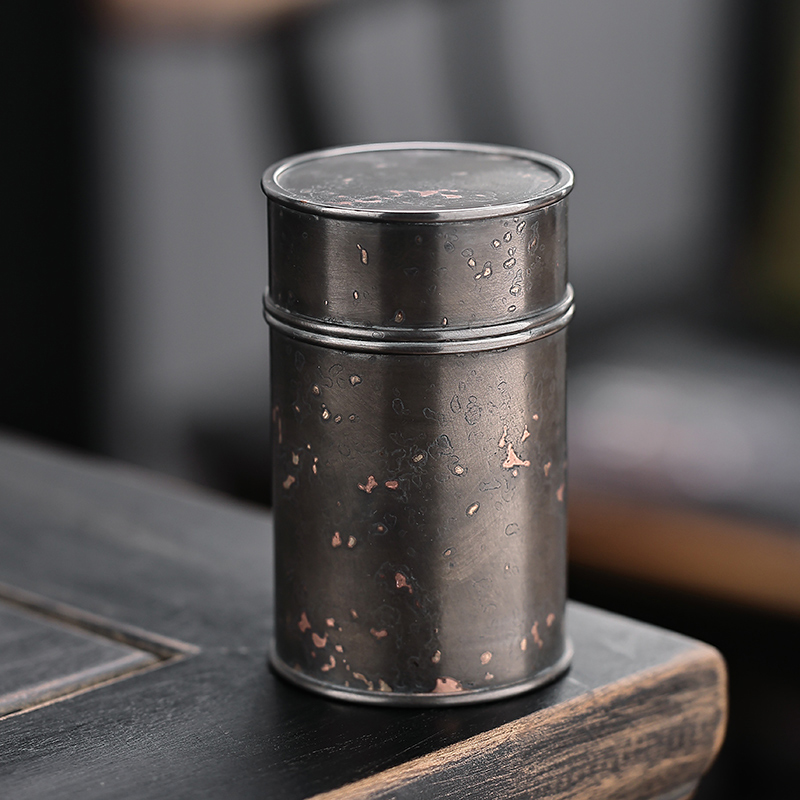 锡罐茶叶罐密封双盖储茶罐直筒手工锡器云舍茶仓便携小茶罐散茶盒