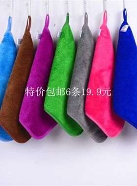 双面复合包边加厚吸水不掉毛抹布厨房清洁巾混色6条装欢迎选购
