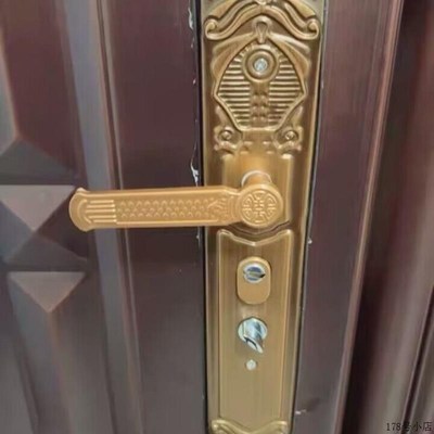 防盗门锁拉手把手面板黄古铜门锁拉手标准尺寸孔距235.