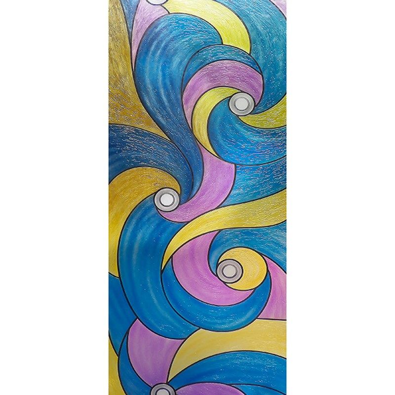 定制钢化雕刻艺术玻璃玄关屏风隔断吊顶压花旋卫生间透亮抽象七彩