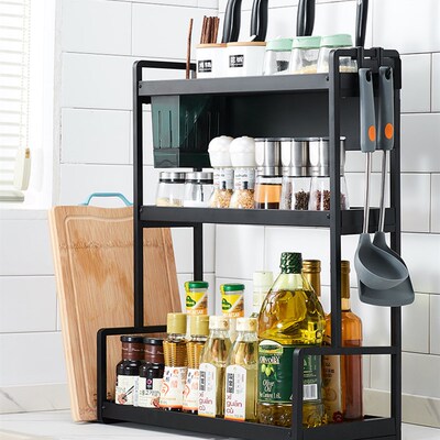 长30 40 50宽15  22cm窄黑色厨房置物架灶台面放调料架子双层三层