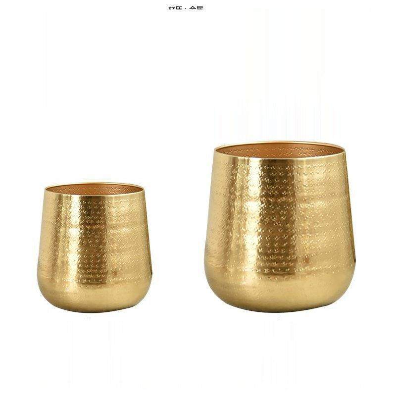 印度进口手工锤纹金色花盆现代轻奢客厅宽口落地花器样板房装饰品,家居饰品,装饰摆件,淘宝优惠券,粉丝福利购,淘宝优惠卷