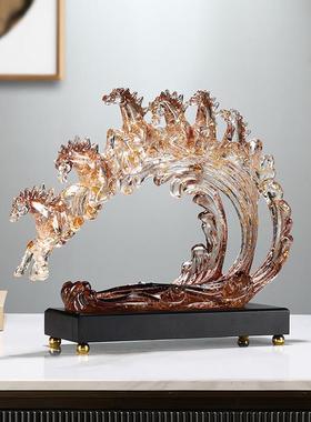 马到成功摆件高级感客厅招财电视柜酒柜装饰品办公室乔迁开 业礼