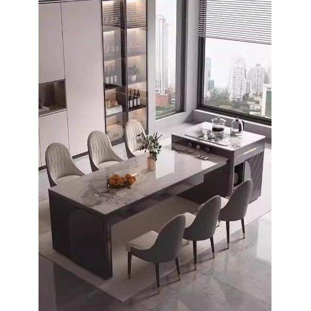 岛桌集成无障碍豪华板岩伸缩多功能电磁炉家庭现代简单的餐桌和椅,住宅家具,岛台餐桌,淘宝优惠券,粉丝福利购,淘宝优惠卷