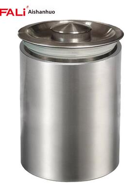 高13厘米实心加厚304不锈钢笔筒，有盖子，创意和时尚的金属办公