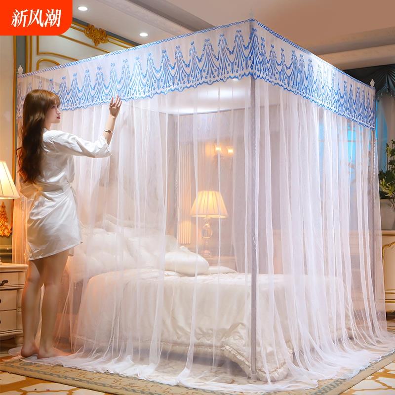 蚊帐家用卧室1.5m加密1.8m三开门加粗支架公主风落地式帐篷不锈钢