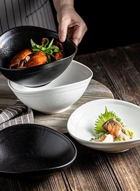 动感水煮鱼碗盘纯白色黑色拉面碗餐厅会所后厨备菜碗盘沙拉水果碗