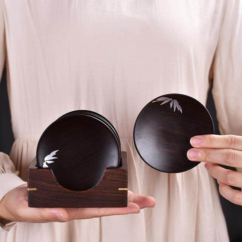 创意黑檀实木茶垫杯垫茶杯垫茶道功夫茶杯托茶托茶具配件木质隔热,餐饮具,杯垫,淘宝优惠券,粉丝福利购,淘宝优惠卷