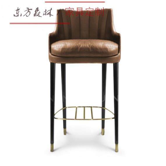现代简约吧椅实木北欧吧台椅前台椅岛台椅设计师酒吧饭厅高脚椅