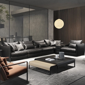斯帝罗兰意式 极简沙发简约现代黑色羽绒真皮别墅沙发德驰华意风格