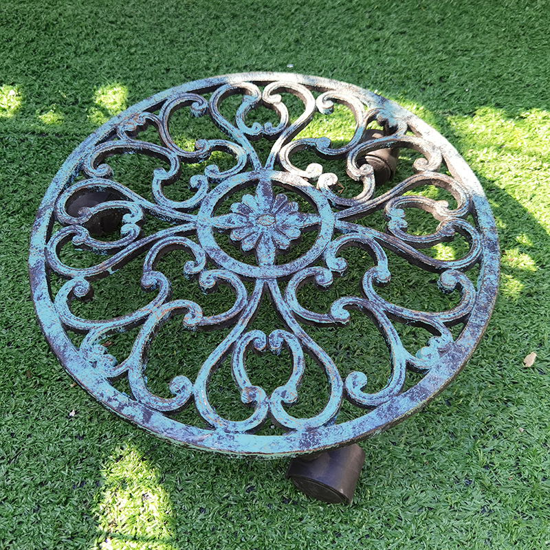 户外花园铸铁带轮子花托架庭院别墅阳台园艺镂空铁艺绿植花盆架