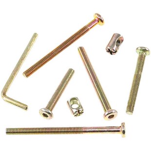 M6镀彩锌平头内六角家具螺丝100个/盒婴儿床凳子沙发桌子家具螺栓