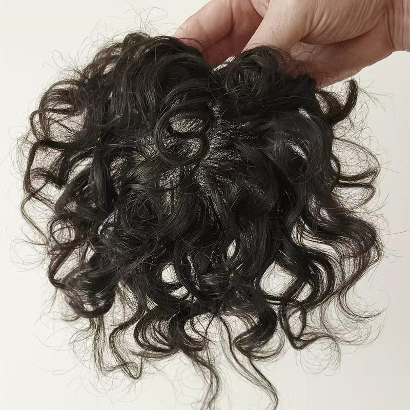 头顶补发片女遮白发补头顶假发片真发无痕卷发自然发顶蓬松卷短发